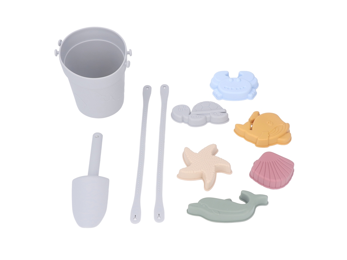 Conjunto De Brinquedos De Praia De Silicone Para Crianças Com Cubo Portátil