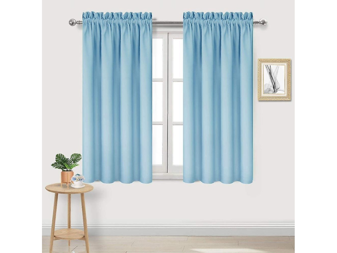 Cortinas Blackout Azul Claro 42x63 Polegadas Com Isolamento Térmico De 2 Painéis Para Cortinas
