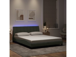 Estrutura De Cama C/ Luzes Led 160x200 Cm Veludo Cinzento-claro