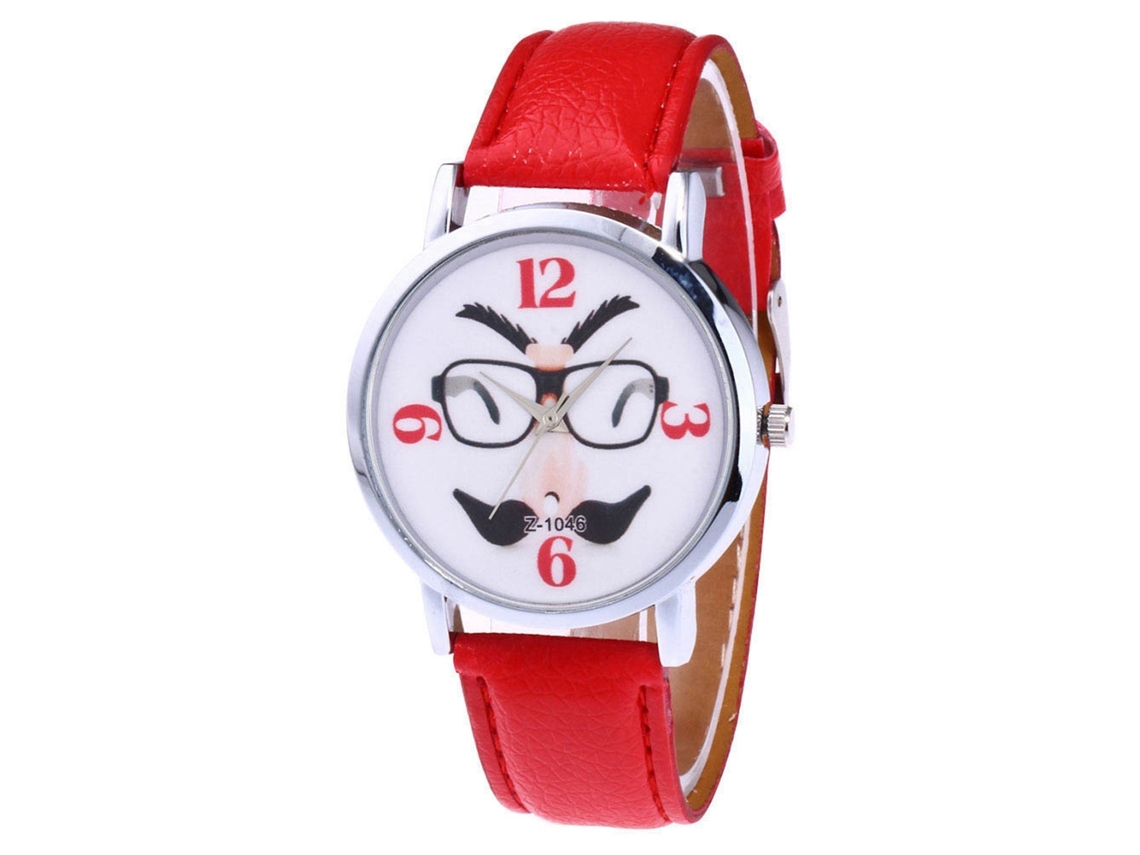 Relógio de casal Zhoulianfa com quartzo vermelho e pulseira de couro PU.