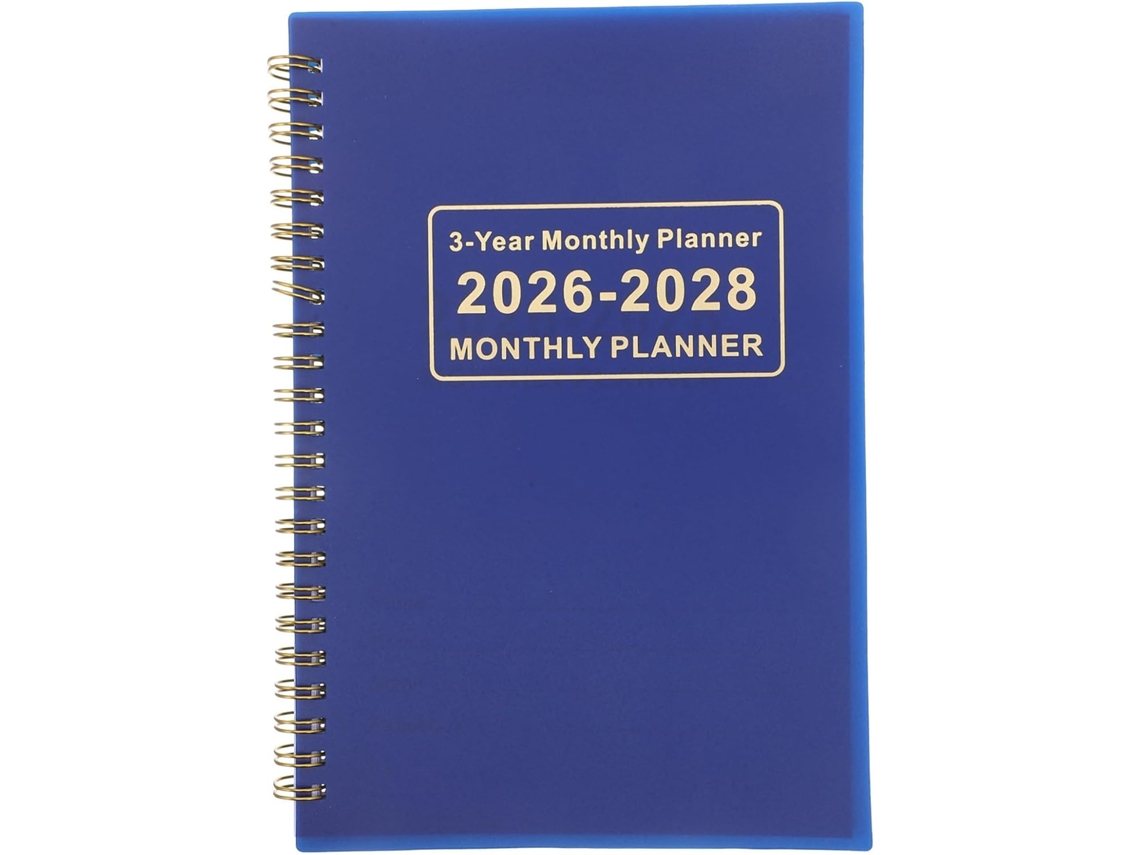 Agenda Semanal 2026 2028, Azul Com Capa Laminada Dourada, Planejador Mensal E Diário, Calendário De Mesa Compacto Para Gokoco