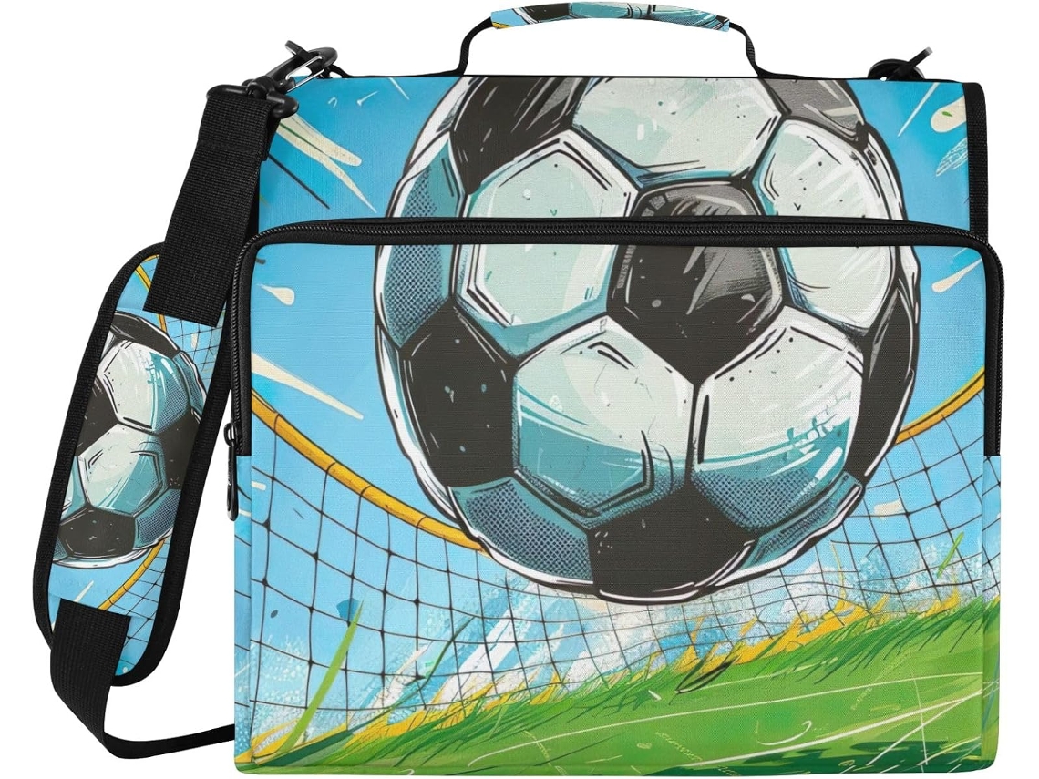 Organizador De Bolsa Em Formato Bola Futebol Desenho Animado, Pasta De 3-argolas Escola E Escritório, Resistente À