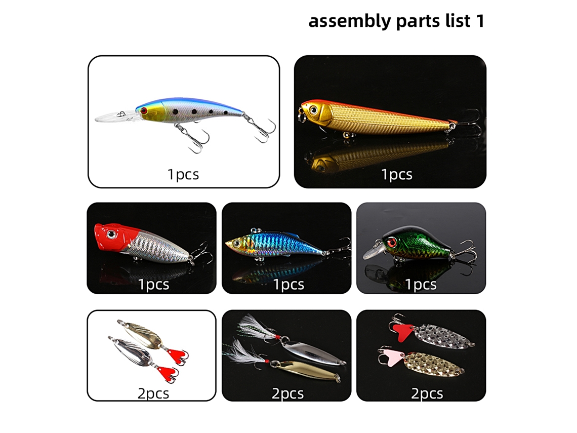 Kit de Iscas de Pesca 327pcs para Água Doce e Salgada