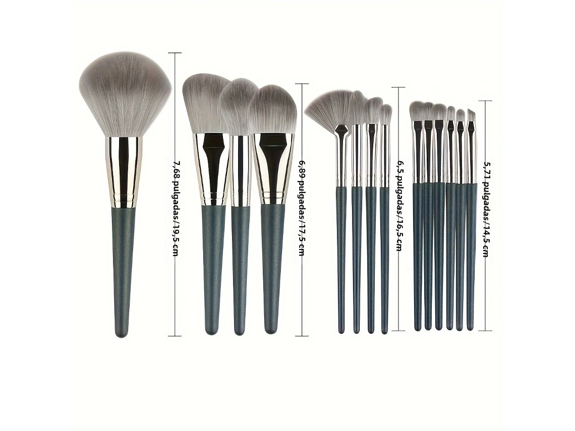 Conjunto de 14 Pincéis de Maquiagem com Cerdas Macias de Nylon, Ideal para Viagem. MDUG