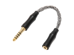 Cabo adaptador Mali para fone 2.5mm fêmea a 4.4mm macho, cobre, 14cm, cinza