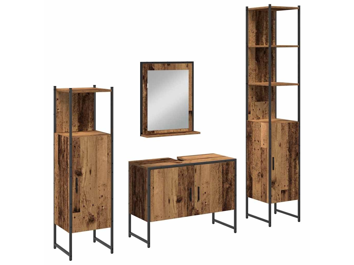 Conjunto de Móveis para Banheiro MAISON EXCLUSIVE com Prateleira 4 Pcs Castanho