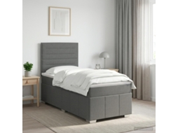 Vidaxl Cama Box Spring Com Colchão Cinzento-escuro 100 X 200 Cm Tecido