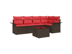 Maison Exclusive - Conjunto De Sofá De Jardim 6 Pcs Castanho Vime Pe