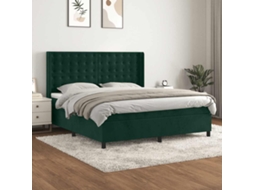 Vidaxl Cama Com Molas/colchão 160x200 Cm Veludo Verde-escuro