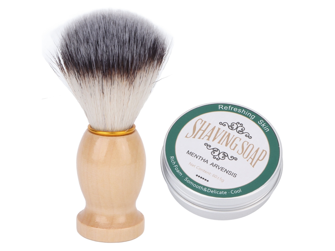 2 Pcs Sabonete De Barbear Com Creme E Escova 60g Fragrância De Hortelã Para Homens