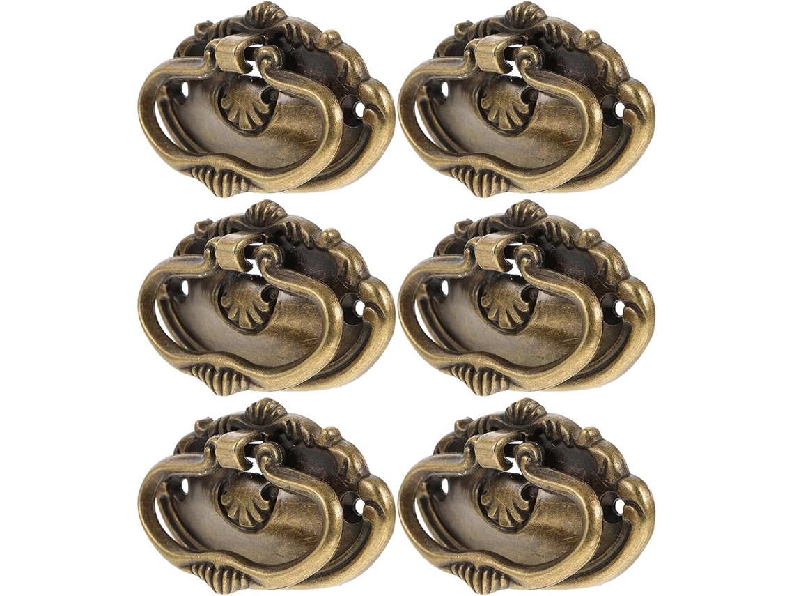 Conjunto De 6 Puxadores Gaveta Em Liga Metálica Cabilock Para Pequenos Painéis E Caixas Madeira, Design Vintage