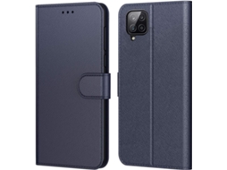 Capa Protetora Fecho Book para Samsung Galaxy A12 HONGWE. Pele Sintética Magnética Azul