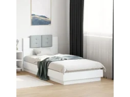 Vidaxl Estrutura Cama Cabeceira 75x190 Cm Derivados De Madeira Branco