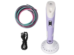 Kit Caneta 3d Com Suporte E Consumíveis Pla 3 Cores Abs Amigável Para Usuário Roxo Dc5v