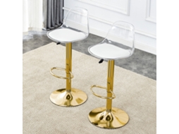 Par Banquetas Ajustáveis Encosto Transparente Dourado 82 104cm