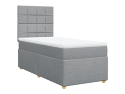 Cama com Molas e Colchão Tecido Cinzento Claro MAISON EXCLUSIVE (100x200 cm)