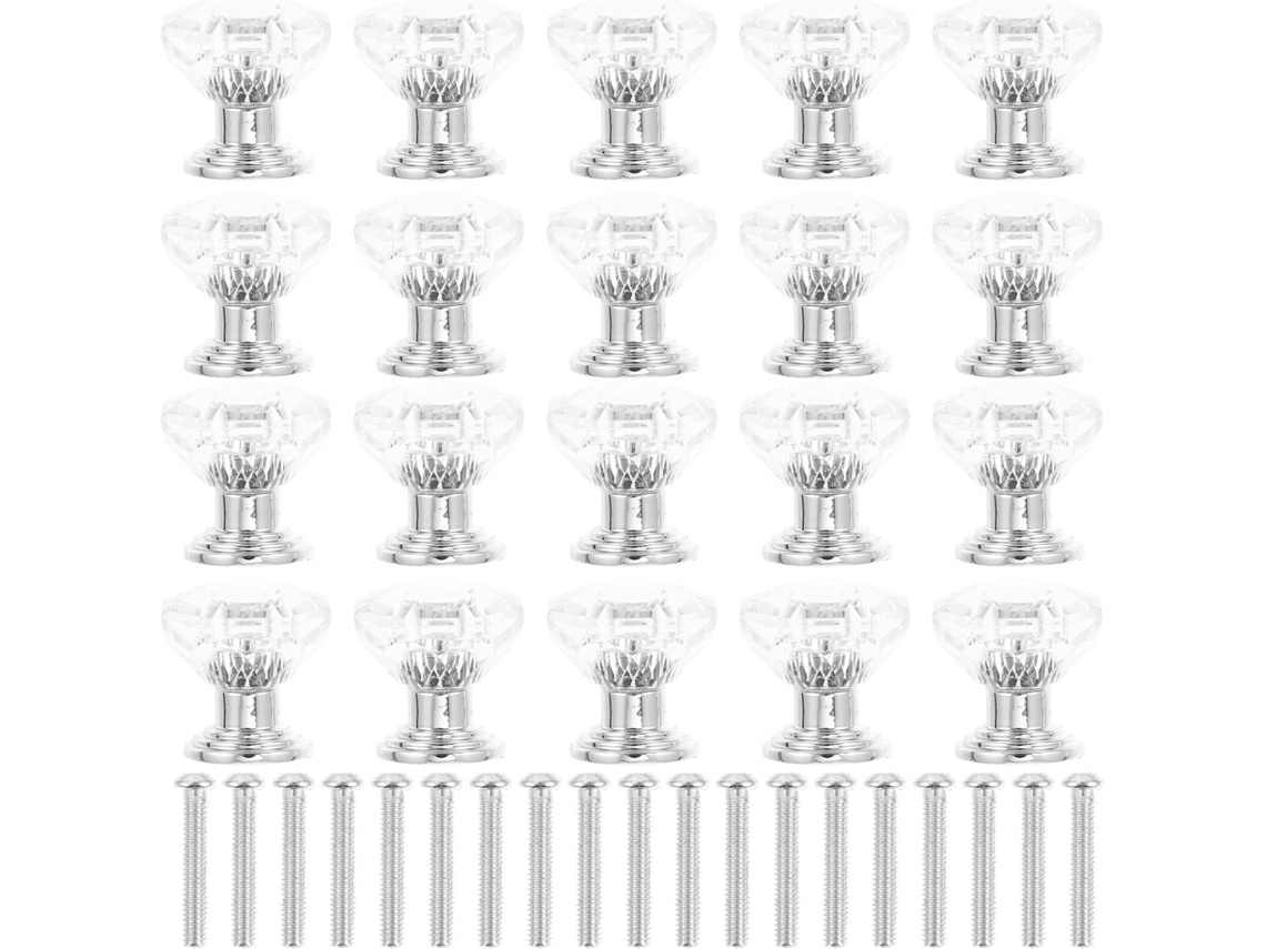 Puxador De Armário Pequeno, 20 Peças, Plástico Prateado Transparente, Para Gaveta De Cozinha E Guarda Roupa, 2cm 0