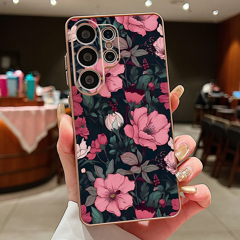 Capa Magnética Para Celular Galaxy S23 Com Pintura A Óleo Floral (dourada)