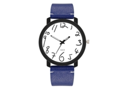 Relógio Quartz Masculino de Moda com Pulseira de Couro Pu Elegante Presente (azul)
