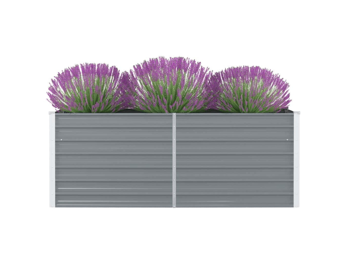 Vidaxl Canteiro De Jardim Elevado 160x80x45cm Aço Galvanizado Cinzento