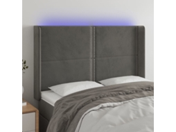 Vidaxl Cabeceira De Cama C/ Led Veludo 147x16x118/128 Cm Cinza-escuro