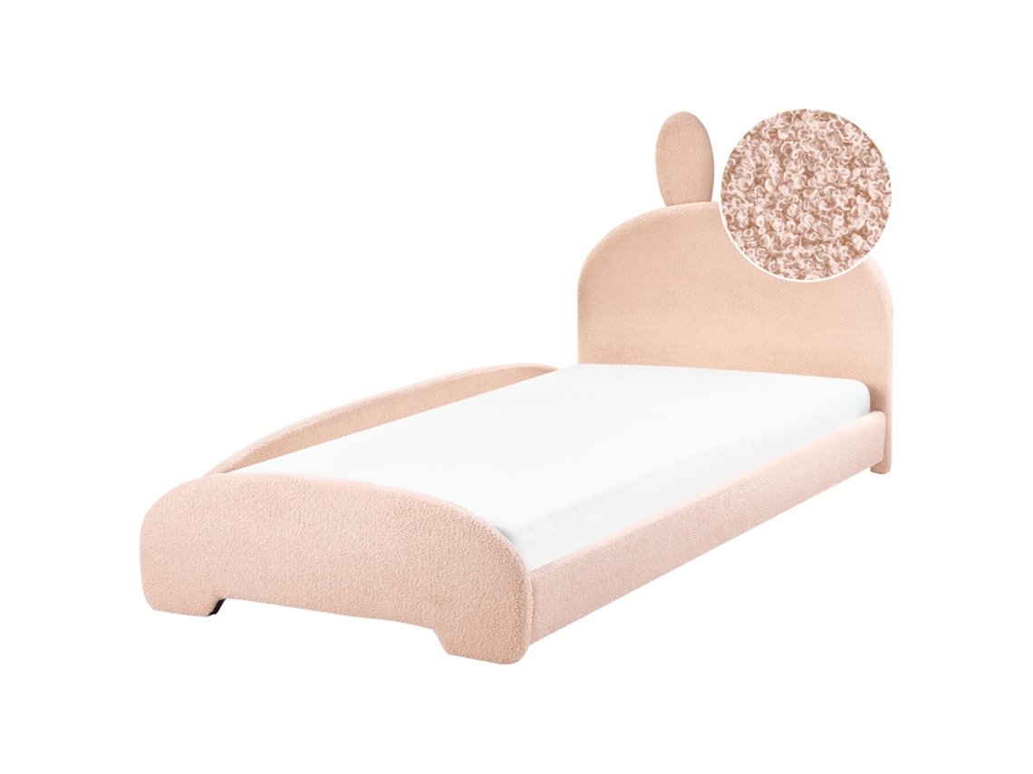 Cama Infantil Em Bouclé Com Orelhinhas Beliani Perros De Bouclé Creme 90x200