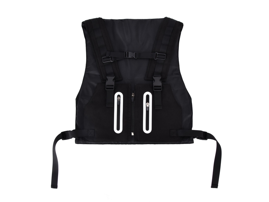 Ats chaleco Reflectivo Impermeável com Bolsa com Cremalheira de Poliéster de Alta Visibilidade para Trekking, Corrida e Ciclismo Preto