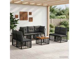 Vidaxl Conjunto De Sofás Para Exterior 8 Unid. Preto E Cinza Escuro