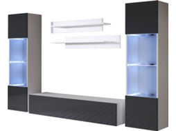 Conjunto de Móveis de TV Luke 9C MÓVEIS BONITOS (Branco e Preto - 260x40x165 cm)