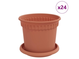 Vidaxl Vasos De Plantas 24 Pcs Vermelho Tijolo Ø 15 X 12 Cm Plástico