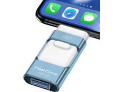 Pen Usb 3.0 de 8 Gb para Android e Iphone HENTEN HOME (azul)