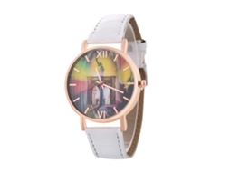 Relógio de quartzo unissex elegante e casual, ideal para presente de casais (branco)