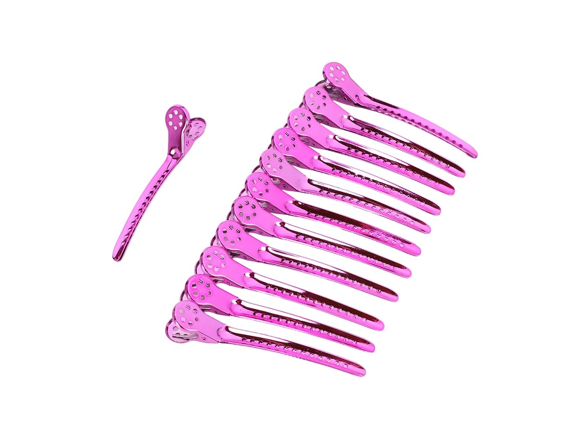 2026 12 Grampos de Acero Pico de Pato para Peluquerías Y Salones, Grampos de Peinado Rosa
