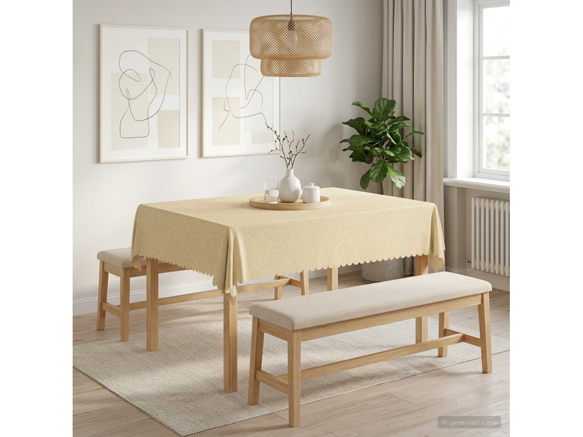 Vidaxl Toalha De Mesa Retangular Branco Creme 140 X 160 Cm