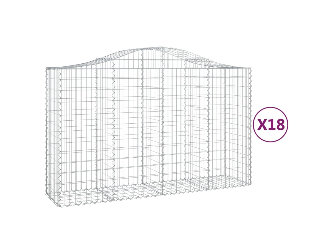 Gabion Basket, Gabion Baskets Vidaxl Prateado Ferro (200 X 50 X 120/140 Cm)