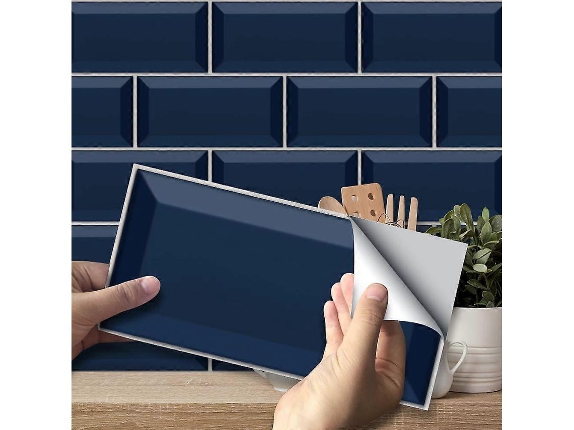 Slowmoose - Pacote com 27 adesivos autoadesivos para azulejos de cozinha (20 x 10 cm), adesivos de PVC à prova d'água, azul-marinho