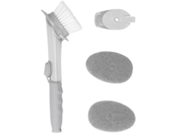 Escova De Lavar Louça Aramox, Escova De Limpeza Com Dispensador Líquido Em Abs 24cm 2 Cabeças Esponja Substituíveis