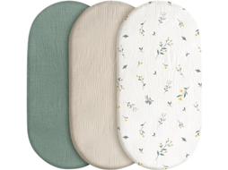 3 Lencois Ajustados Universais Macios Algodao para Playpen, Presente Bebe ZYBLSSBB