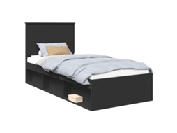 Estrutura da Cama Preto 90x190 cm Madeira de Pinheiro Sólida MAISON EXCLUSIVE