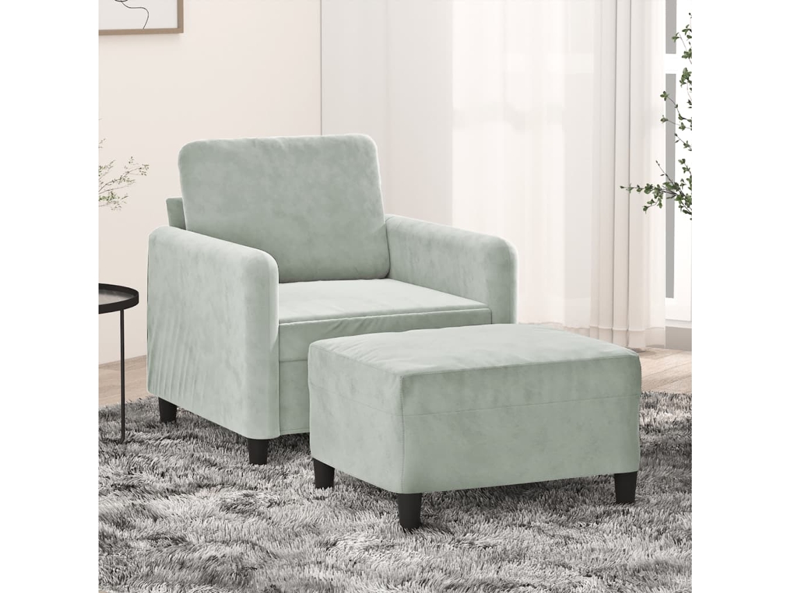 Vidaxl Poltrona Com Apoio De Pés 60 Cm Veludo Cinzento-claro