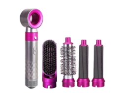 Kit De Secador De Cabelo Elétrico 5 Em 1 Com Escova Alisadora E Modeladora De Cachos, Escova Removível Para Estilização Em Cabelos Secos E Molhados.