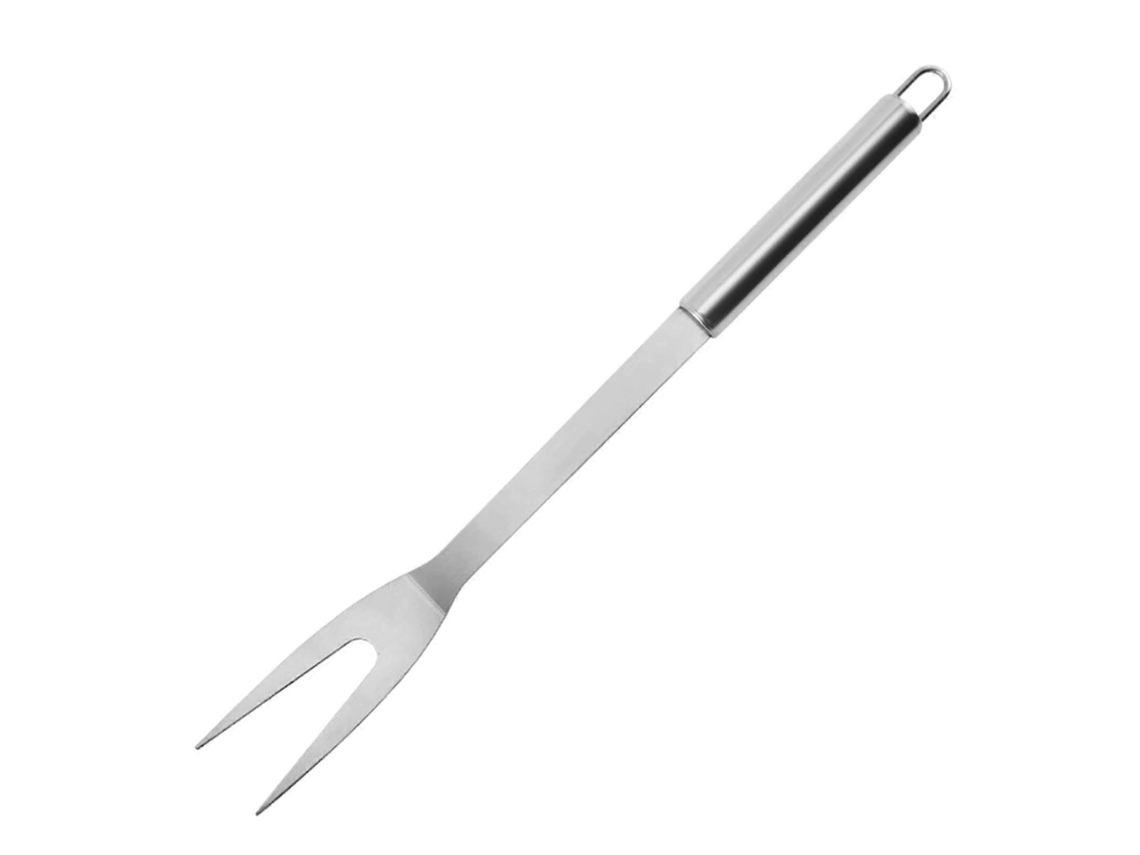 Garfo Para Churrasco De 33 Cm Em Aço Inoxidável Com Cabo De Madeira, Ideal Para Cortar Peru E Facilitar A Transferência De Alimentos.