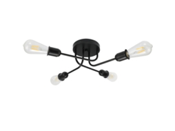 Nettlife Plafon Vintage Preto - Candeeiro Retro Para Sala De Estar 4 Lâmpadas Industriais E27 Sem Lâmpadas