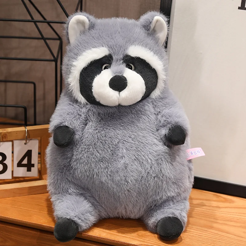 Brinquedo de Pelúcia Guaxinim Gordo Artificial, Guaxinim de Pelúcia Redondo Cinza MDUG (livro Guaxinim 35cm)