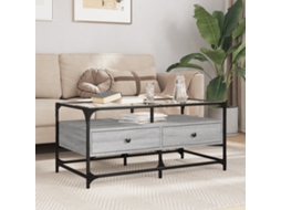Vidaxl Mesa De Centro C/ Topo De Vidro 98,5x50x45 Cm Cinza Sonoma Aço