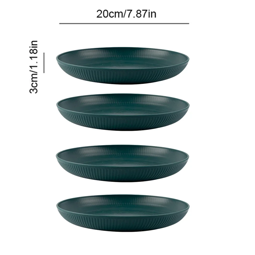 Pratos de Palha de Trigo Leves e Inquebráveis, Próprios para Lava louças e Micro ondas. MDUG (verde Escuro, 4 Peças)