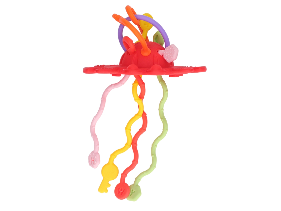 Mali brinquedo Sensorial de Corda de Puxar Silicone para Bebê Desenvolvimento Habilidades Motoras Vermelho