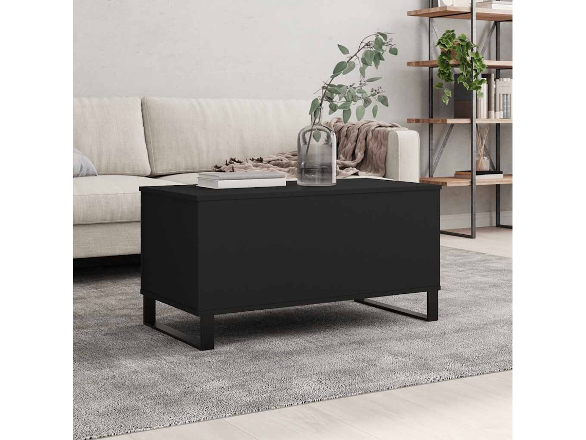 Vidaxl Mesa De Centro 90x44,5x45 Cm Derivados De Madeira Preto