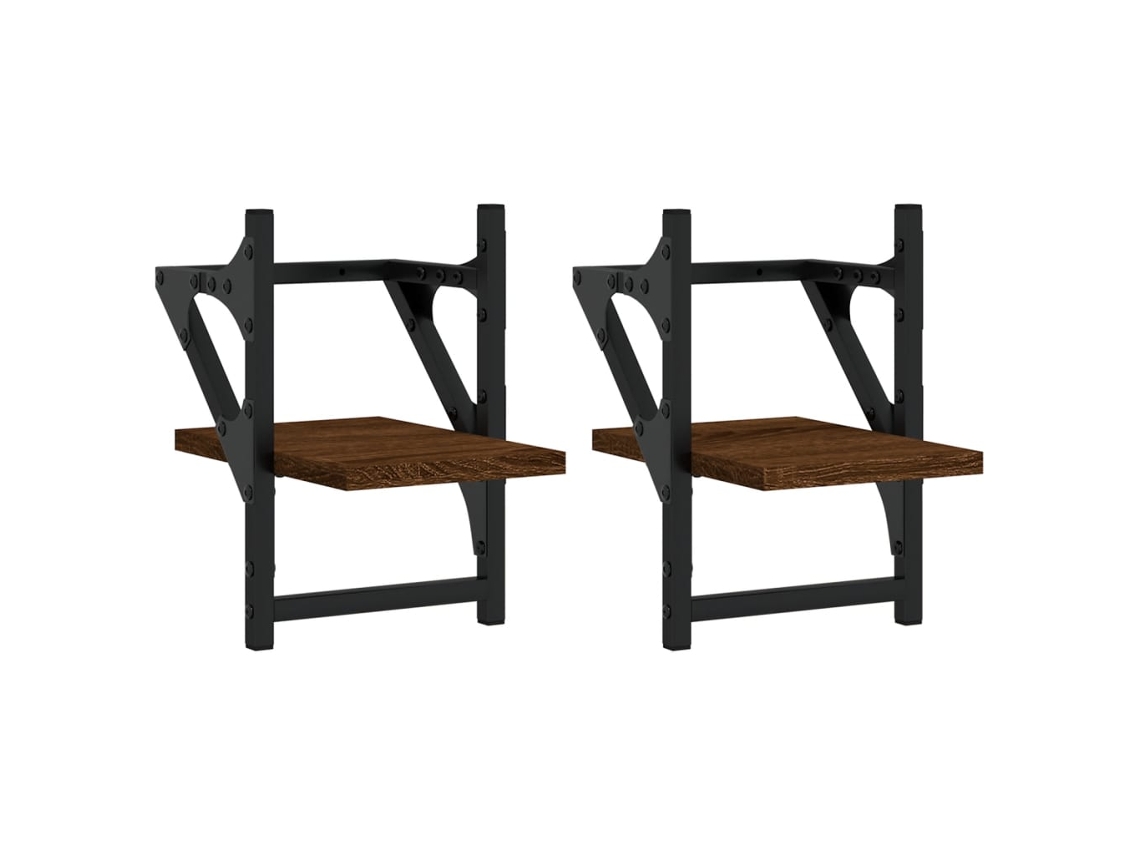 Prateleiras de Parede com Barras Conjunto de 2 Carvalho Castanho MAISON EXCLUSIVE (20x25x30 cm)