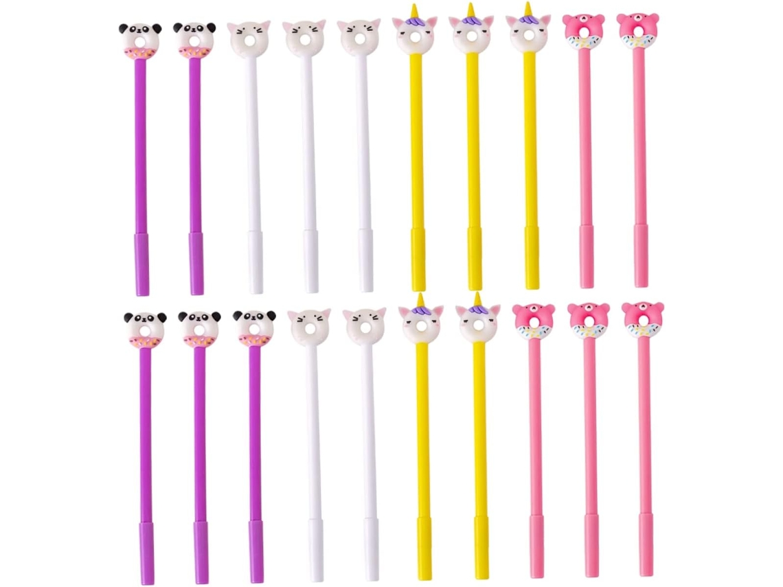 Nuobesty 20 Canetas Em Gel Portáteis Com Design De Rosquinha Para